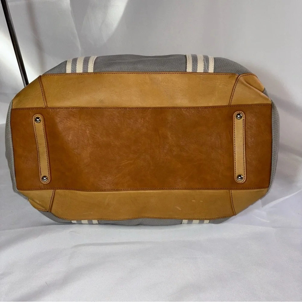 Pottery Barn Kids Gray and Brown Classic Baby Diaper Bag with Initial C